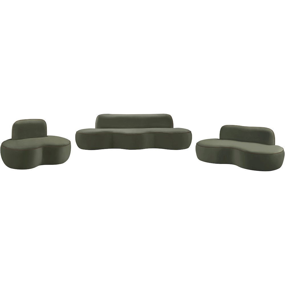 Swerve 100" Green Velvet Upholstered Sofa. Picture 16