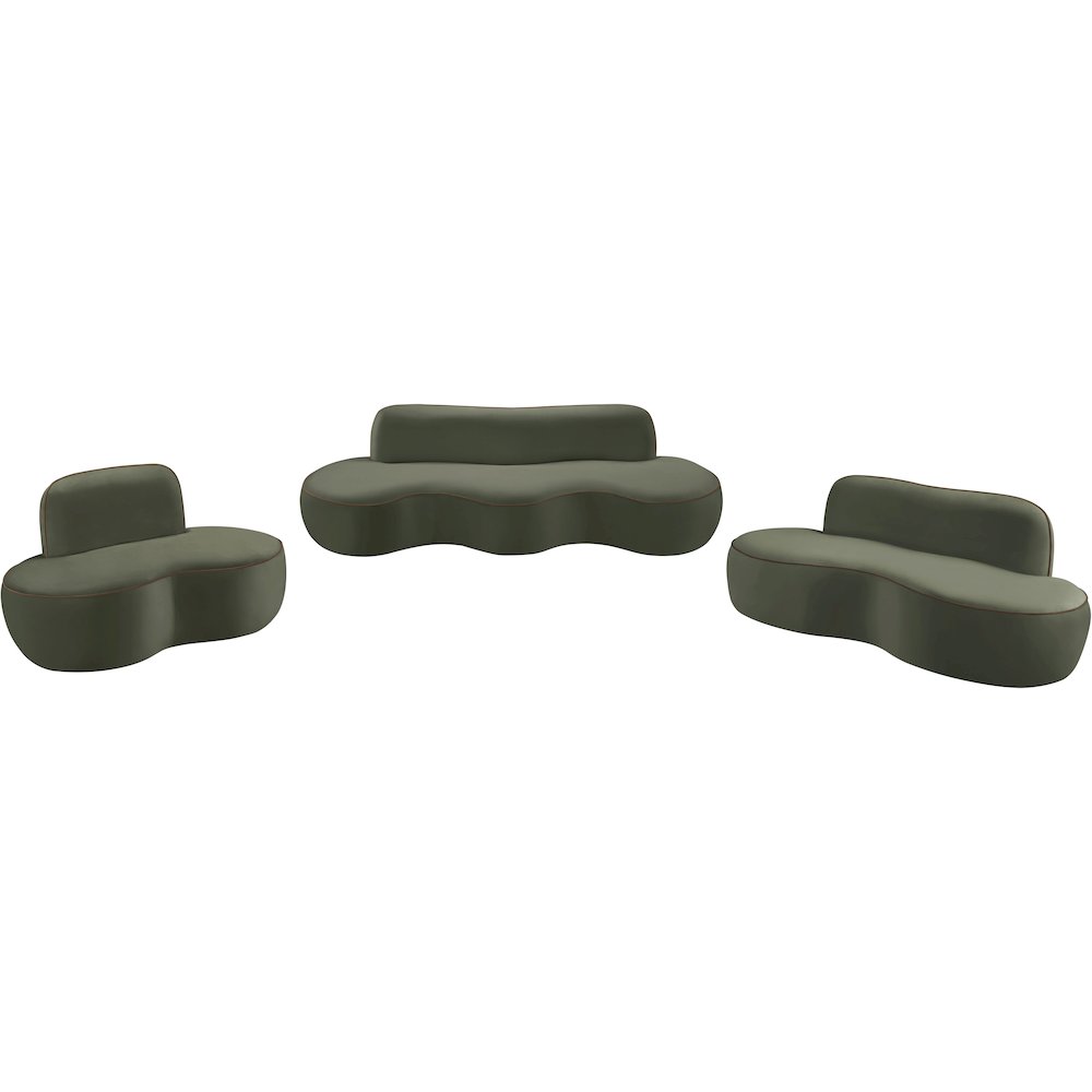Swerve 100" Green Velvet Upholstered Sofa. Picture 17