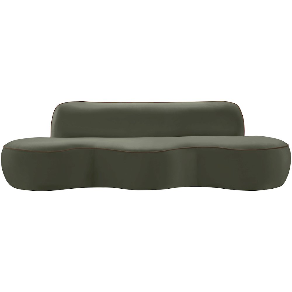 Swerve 100" Green Velvet Upholstered Sofa. Picture 2