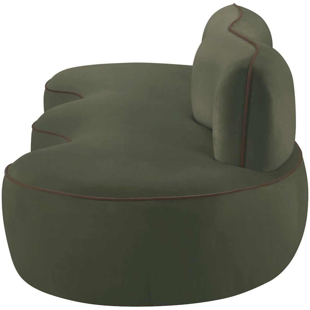 Swerve 100" Green Velvet Upholstered Sofa. Picture 8