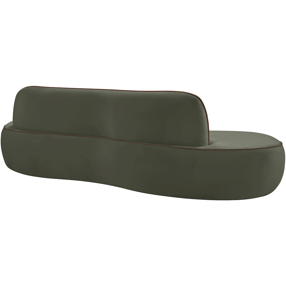 Swerve 100" Green Velvet Upholstered Sofa. Picture 4
