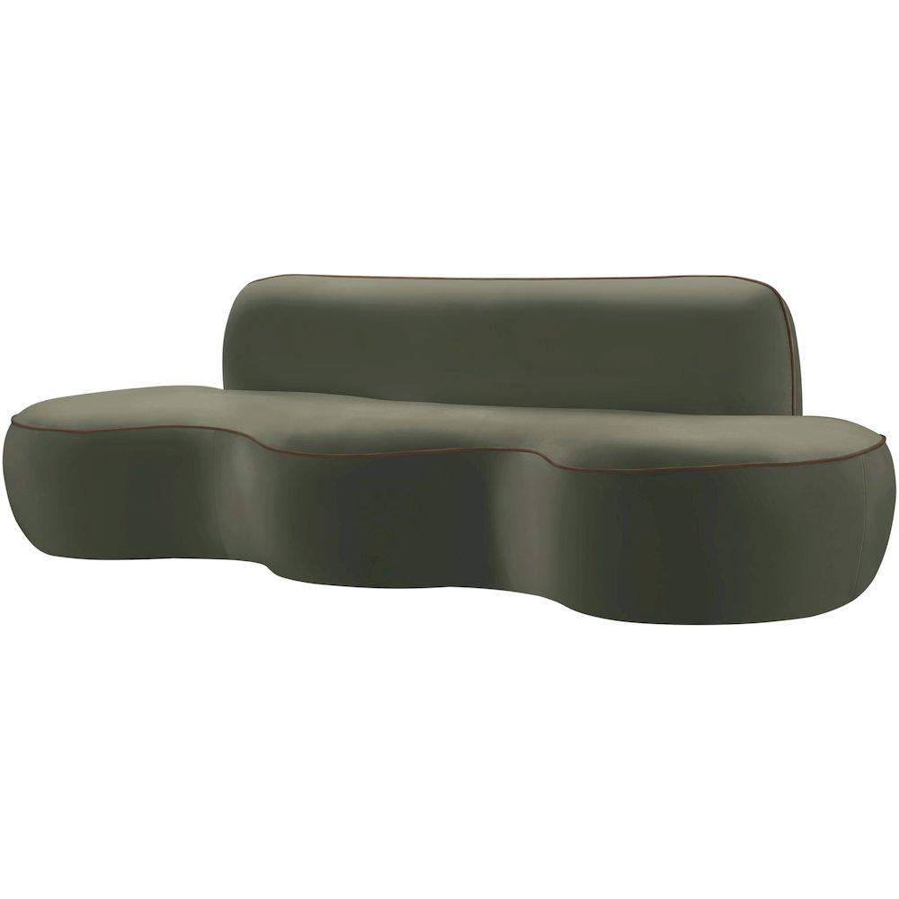 Swerve 100" Green Velvet Upholstered Sofa. Picture 5