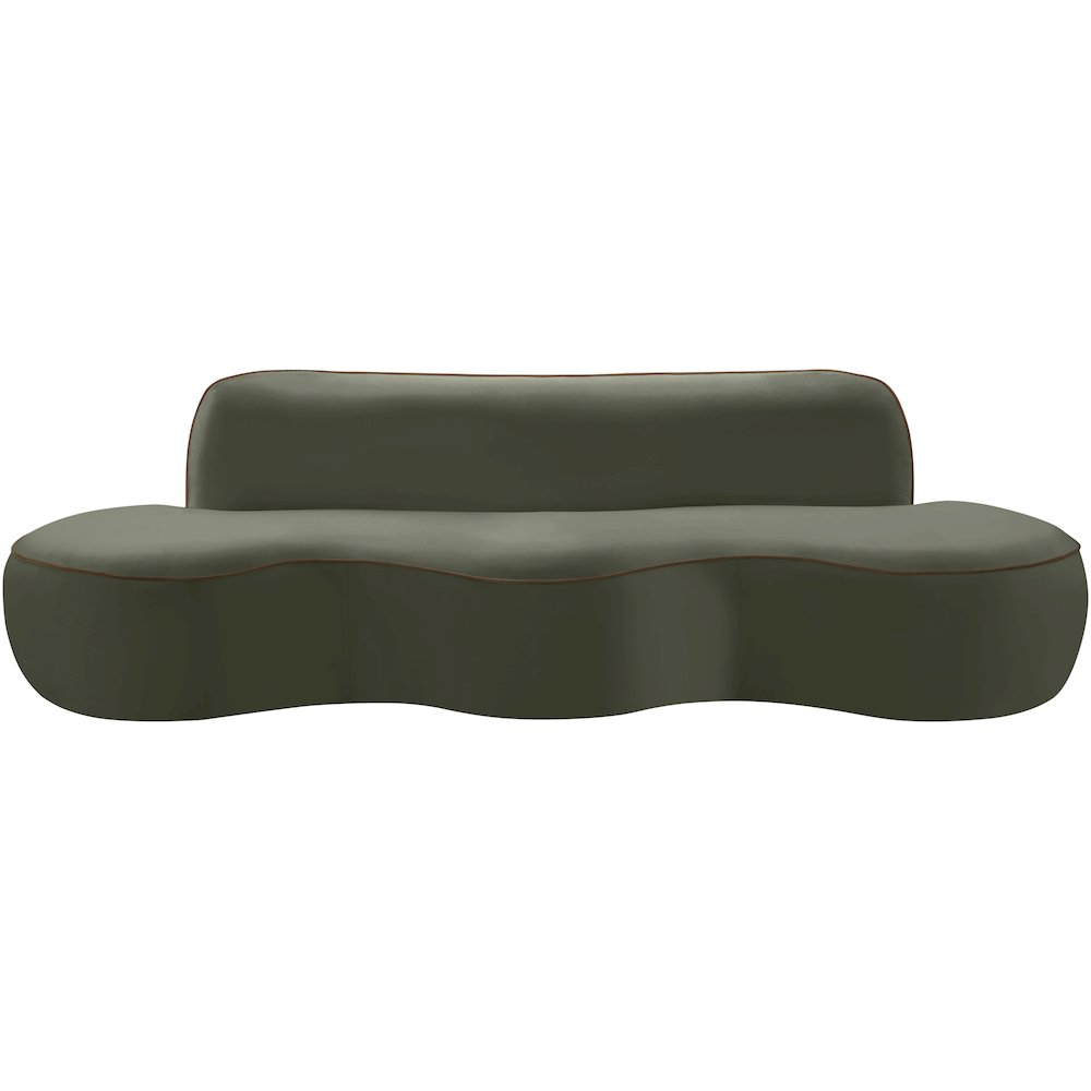 Swerve 100" Green Velvet Upholstered Sofa. Picture 6