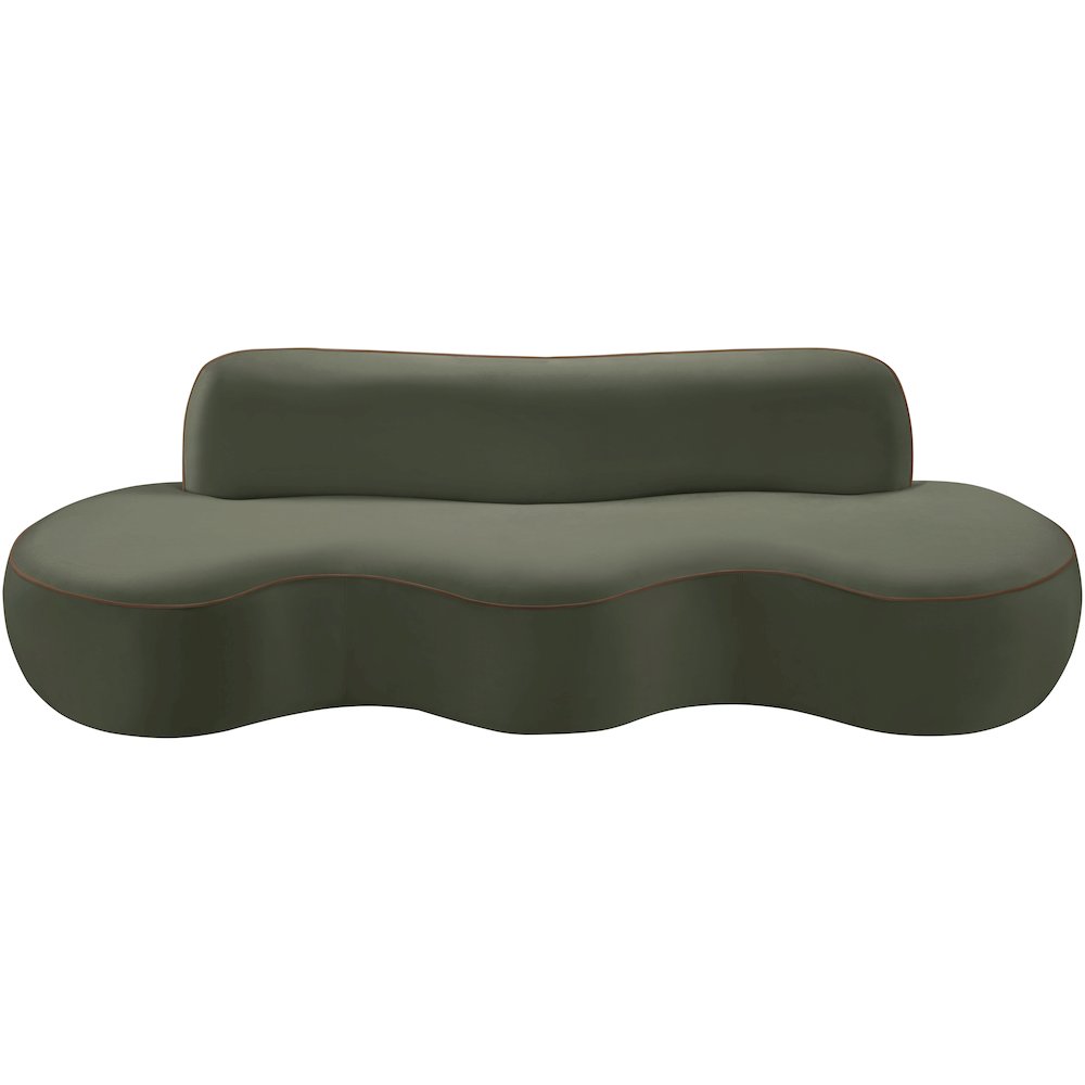 Swerve 100" Green Velvet Upholstered Sofa. Picture 9