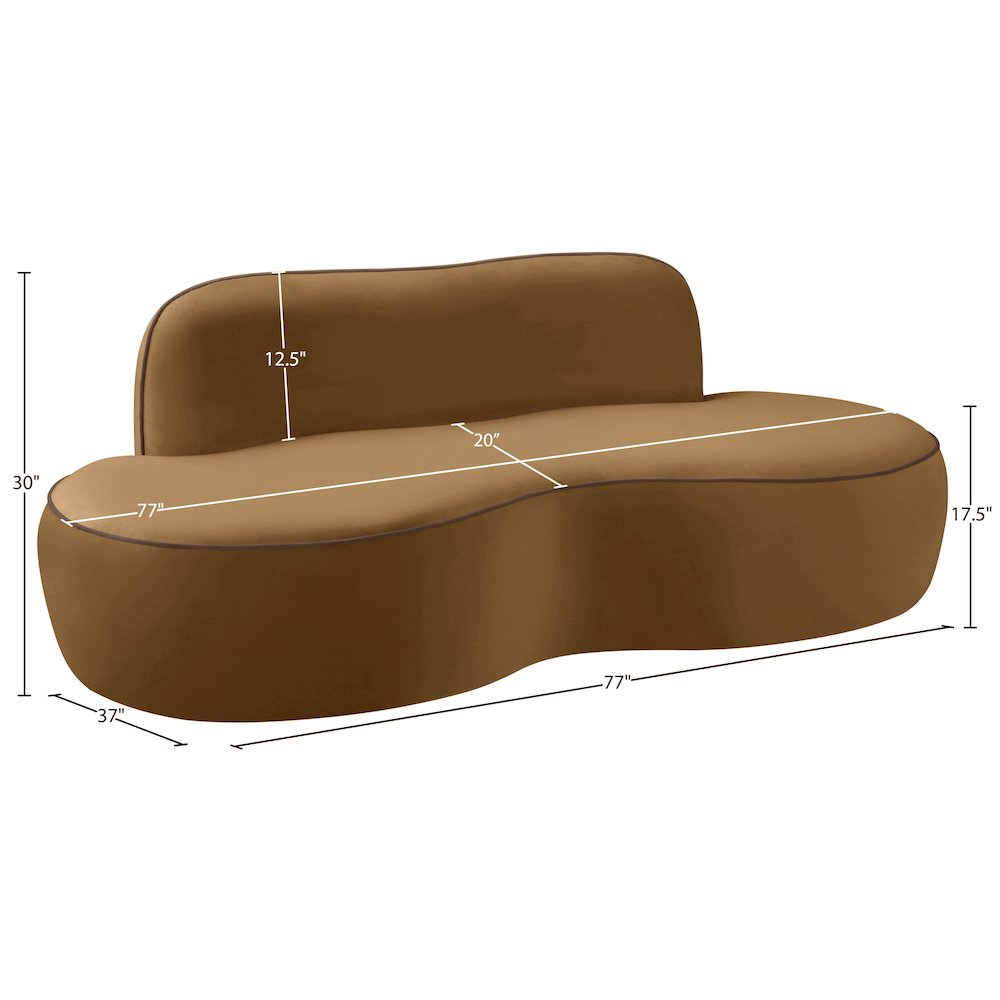 Swerve 77" Saddle Velvet Upholstered Loveseat. Picture 13
