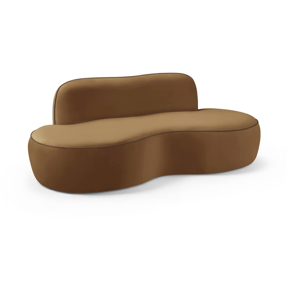 Swerve 77" Saddle Velvet Upholstered Loveseat. Picture 1