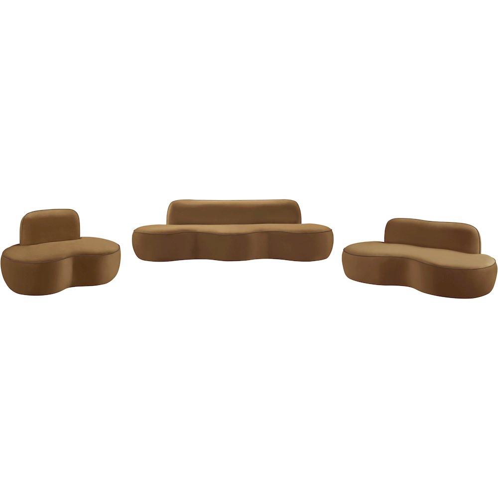 Swerve 77" Saddle Velvet Upholstered Loveseat. Picture 10