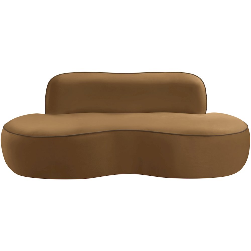 Swerve 77" Saddle Velvet Upholstered Loveseat. Picture 2