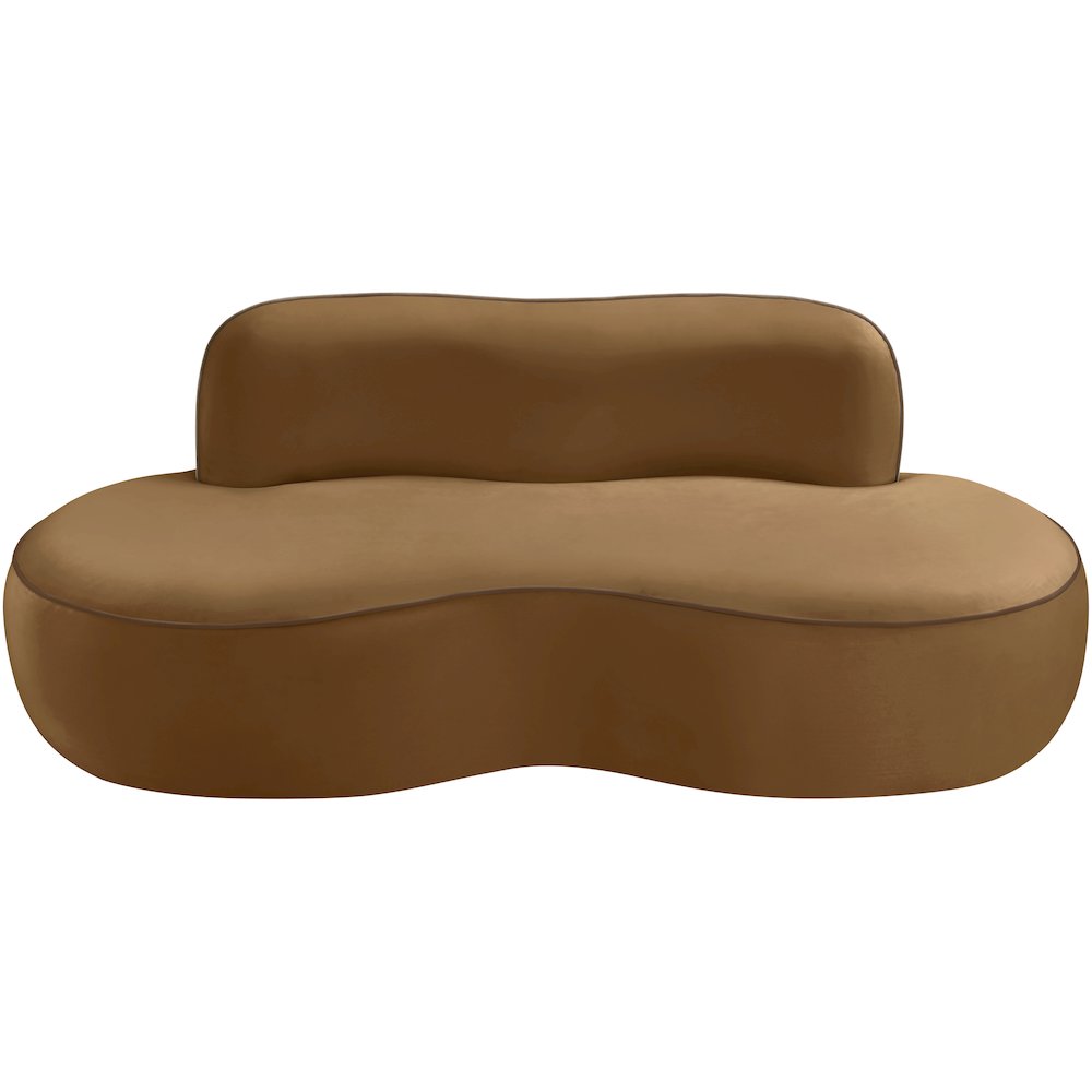 Swerve 77" Saddle Velvet Upholstered Loveseat. Picture 6