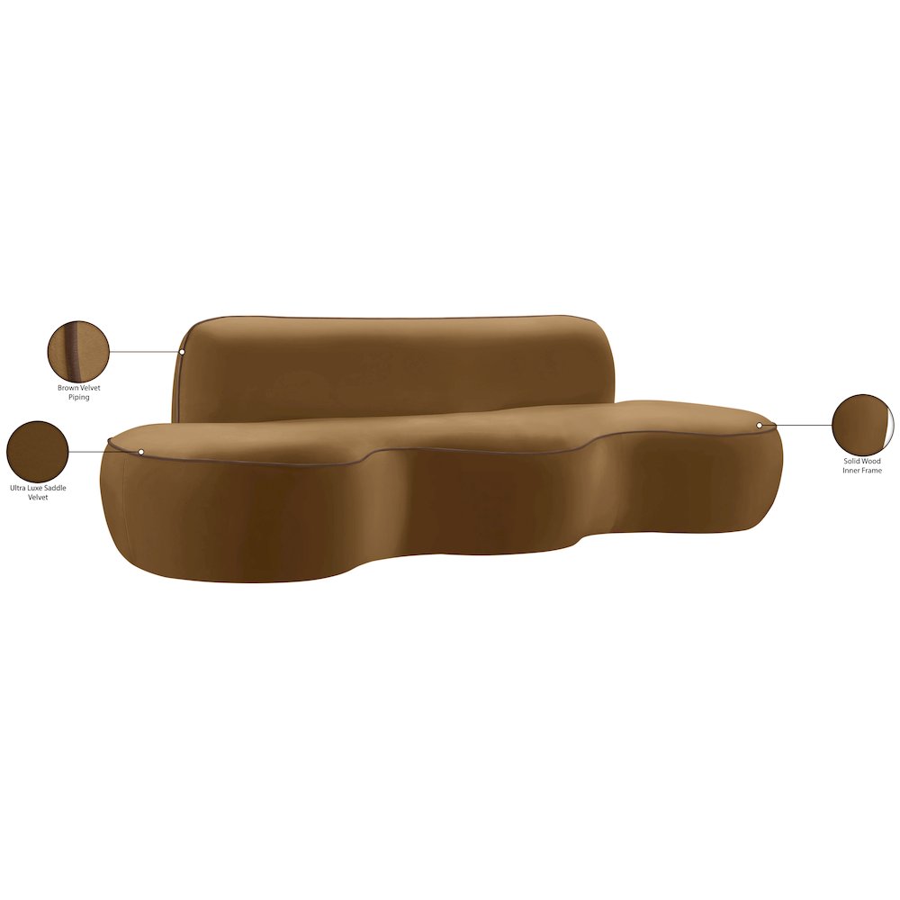 Swerve 100" Saddle Velvet Upholstered Sofa. Picture 20