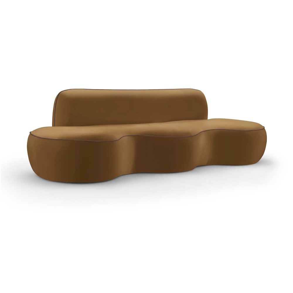 Swerve 100" Saddle Velvet Upholstered Sofa. Picture 1