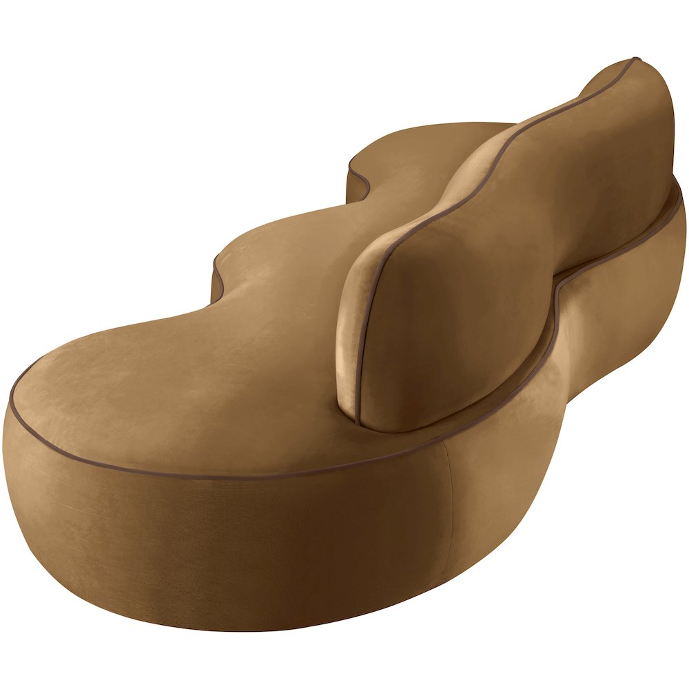 Swerve 100" Saddle Velvet Upholstered Sofa. Picture 10