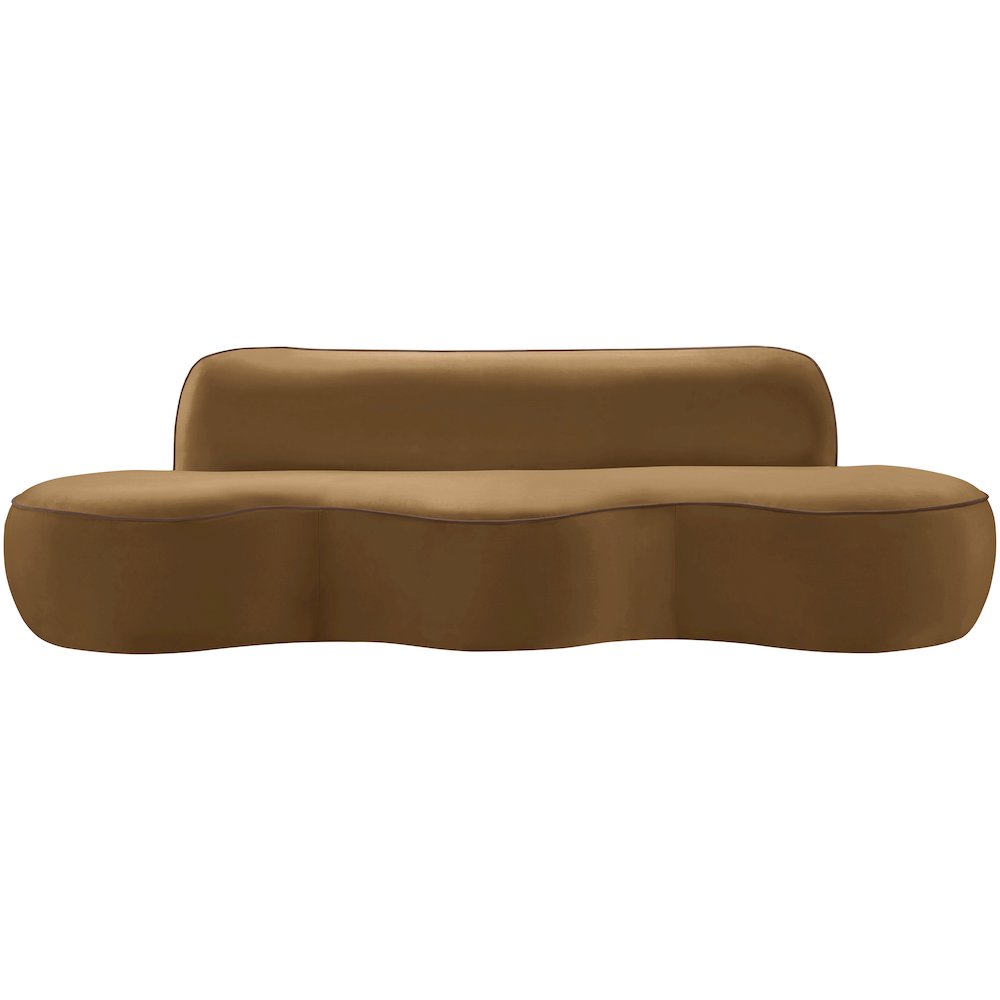 Swerve 100" Saddle Velvet Upholstered Sofa. Picture 2