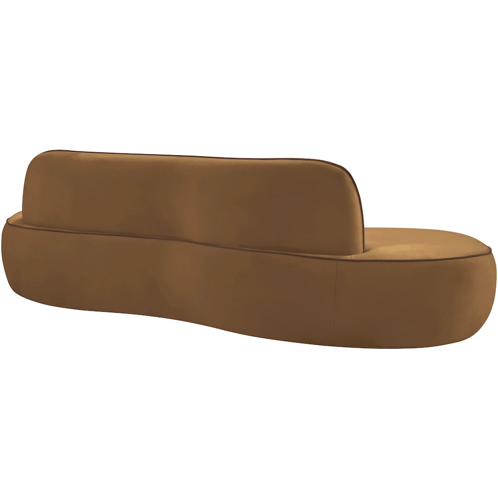 Swerve 100" Saddle Velvet Upholstered Sofa. Picture 4