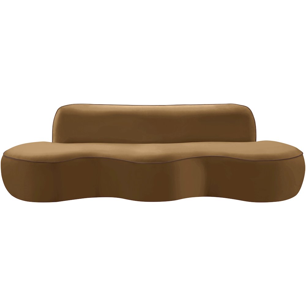 Swerve 100" Saddle Velvet Upholstered Sofa. Picture 6