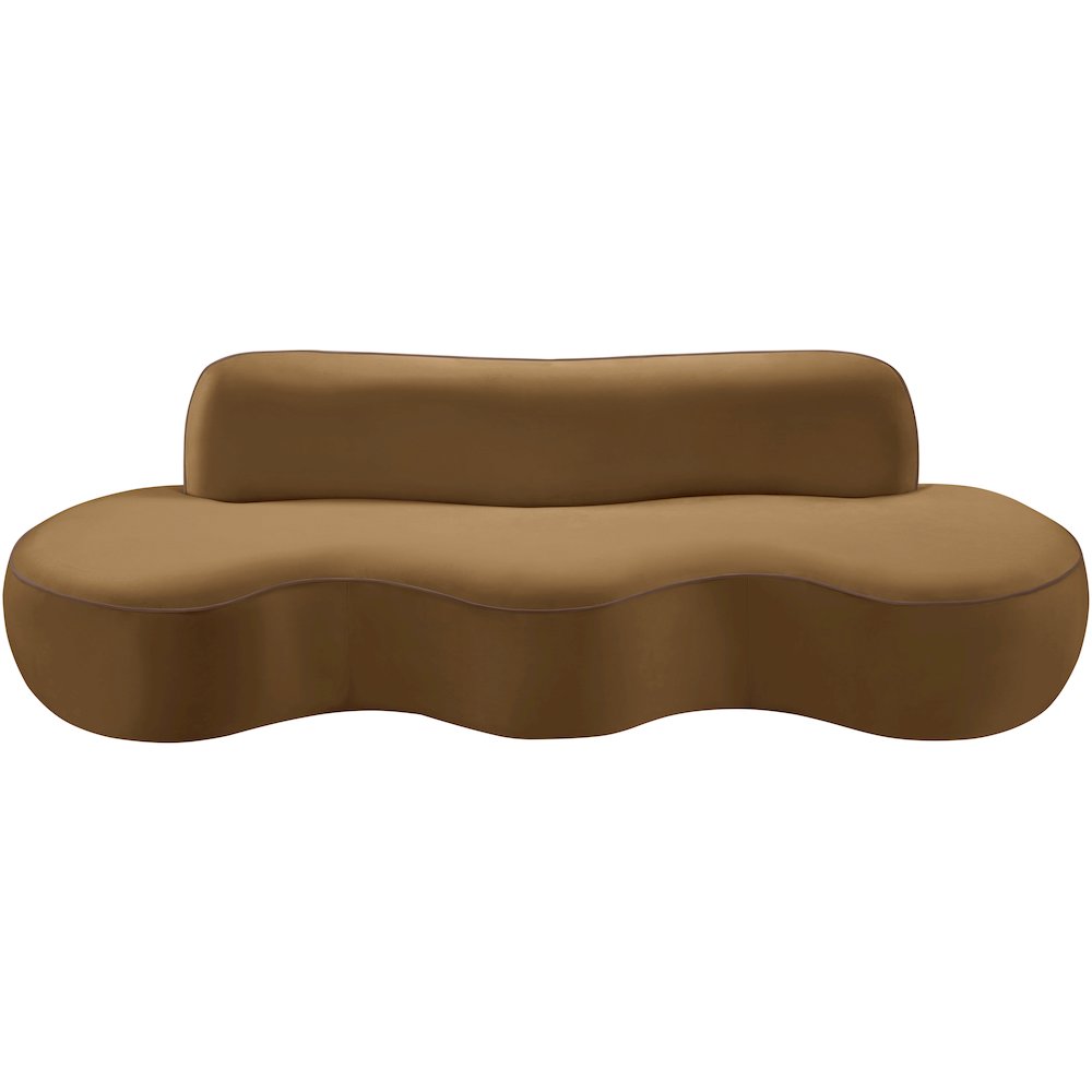 Swerve 100" Saddle Velvet Upholstered Sofa. Picture 9