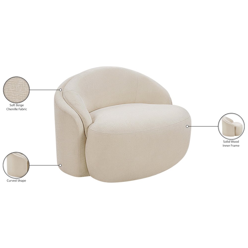 Caspian Beige Chenille Fabric Upholstered Chair. Picture 15