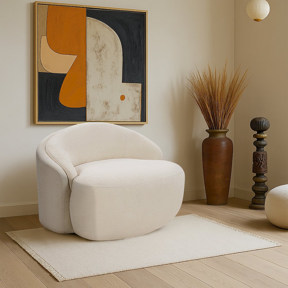 Caspian Beige Chenille Fabric Upholstered Chair. Picture 2