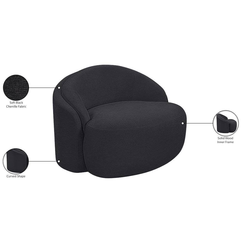 Caspian Black Chenille Fabric Upholstered Chair. Picture 13
