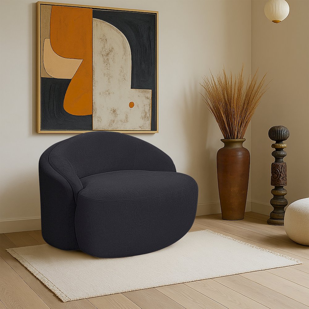 Caspian Black Chenille Fabric Upholstered Chair. Picture 2