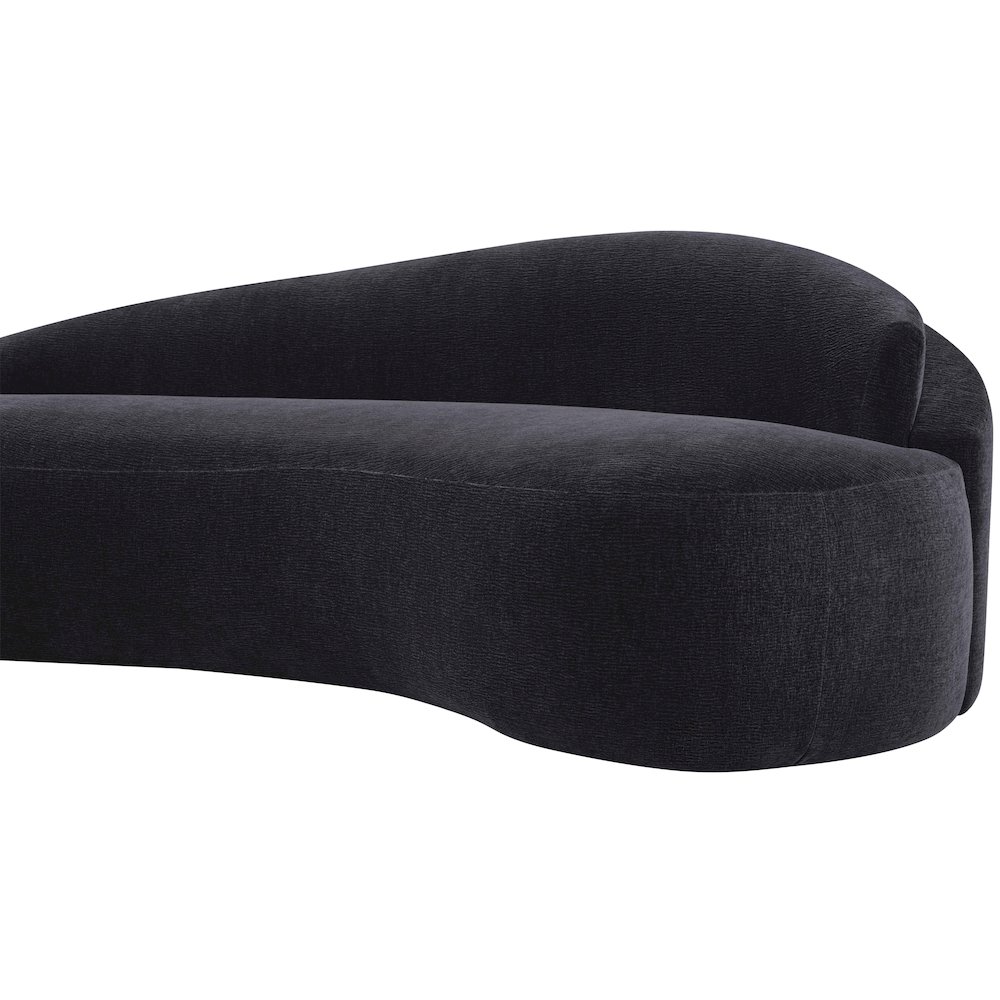 Caspian 79" Black Chenille Fabric Upholstered Loveseat. Picture 11