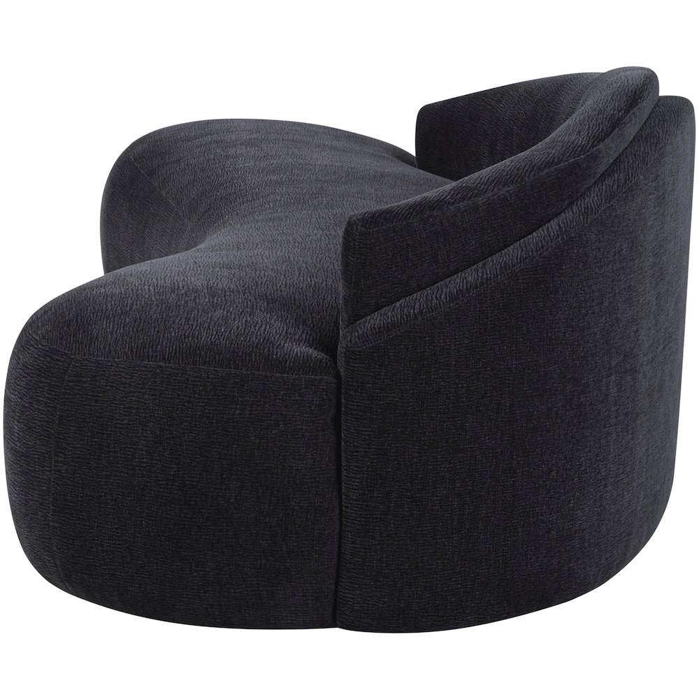Caspian 101" Black Chenille Fabric Upholstered Sofa. Picture 11