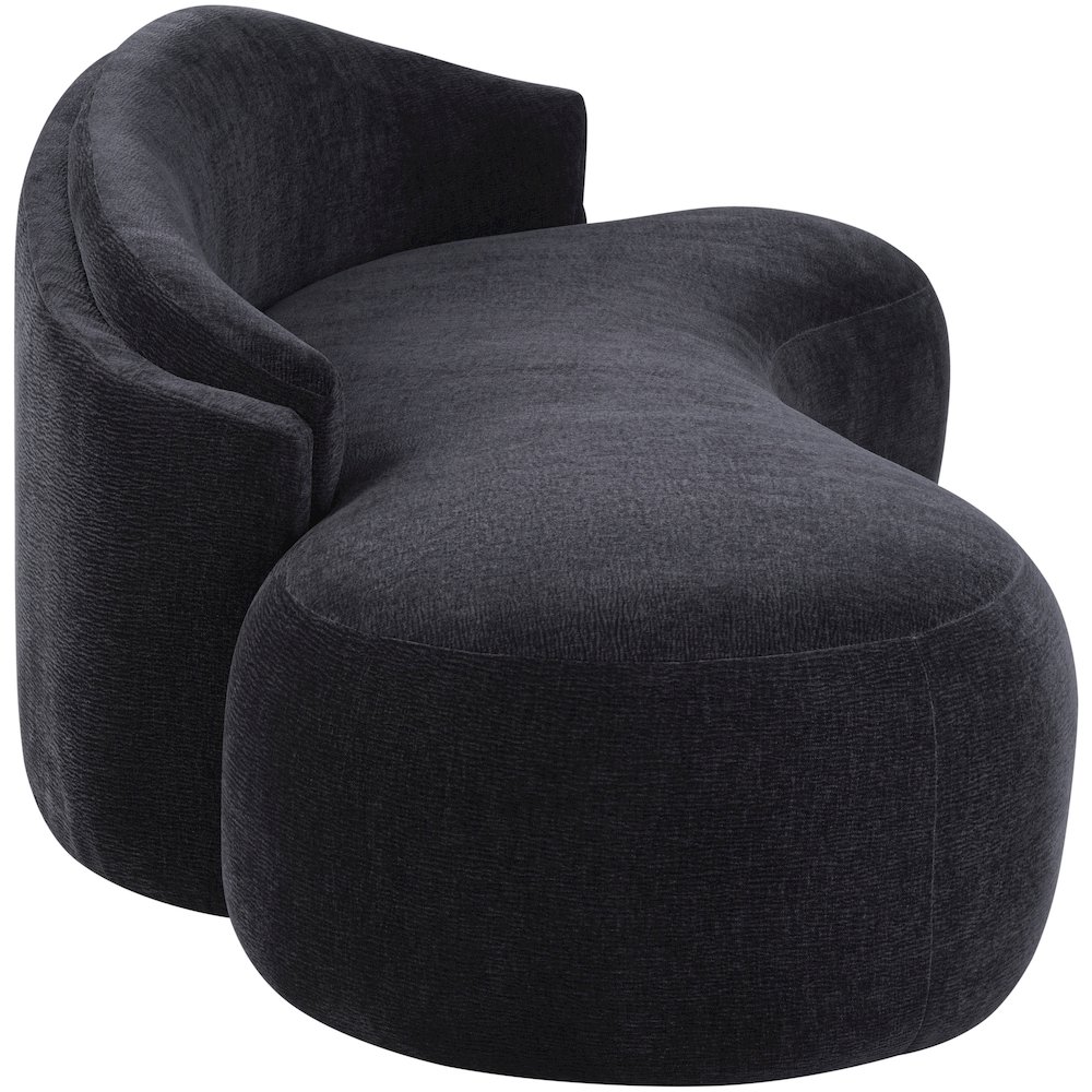 Caspian 101" Black Chenille Fabric Upholstered Sofa. Picture 4
