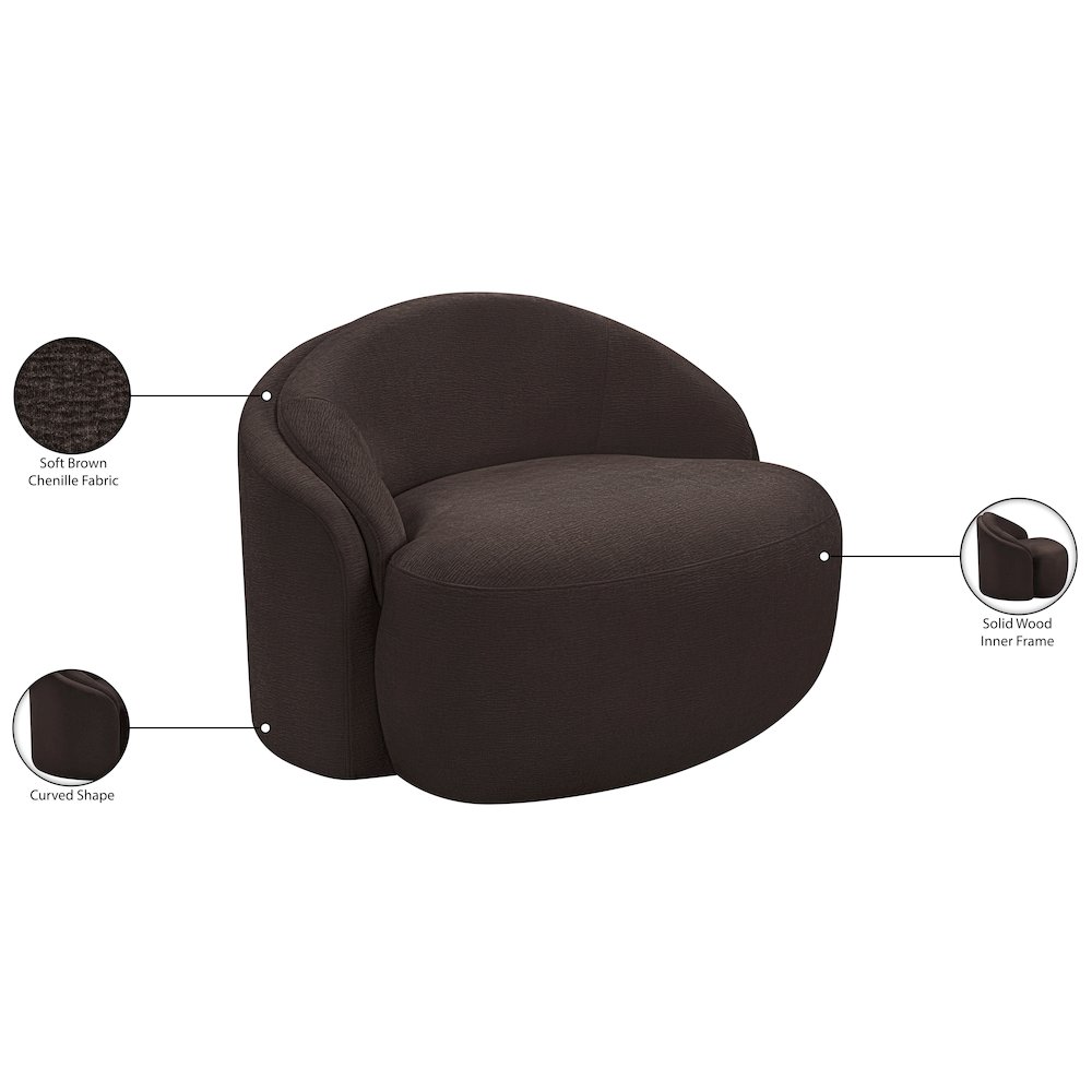 Caspian Brown Chenille Fabric Upholstered Chair. Picture 15