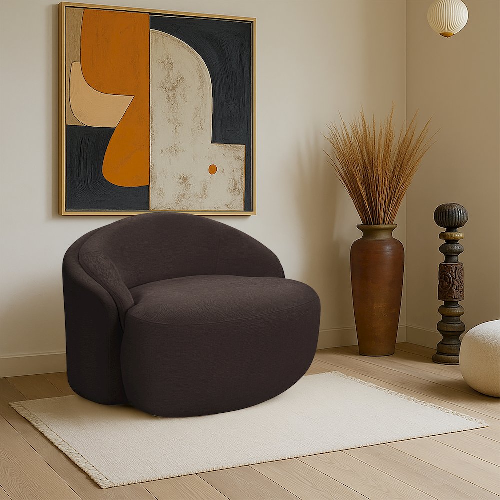Caspian Brown Chenille Fabric Upholstered Chair. Picture 2
