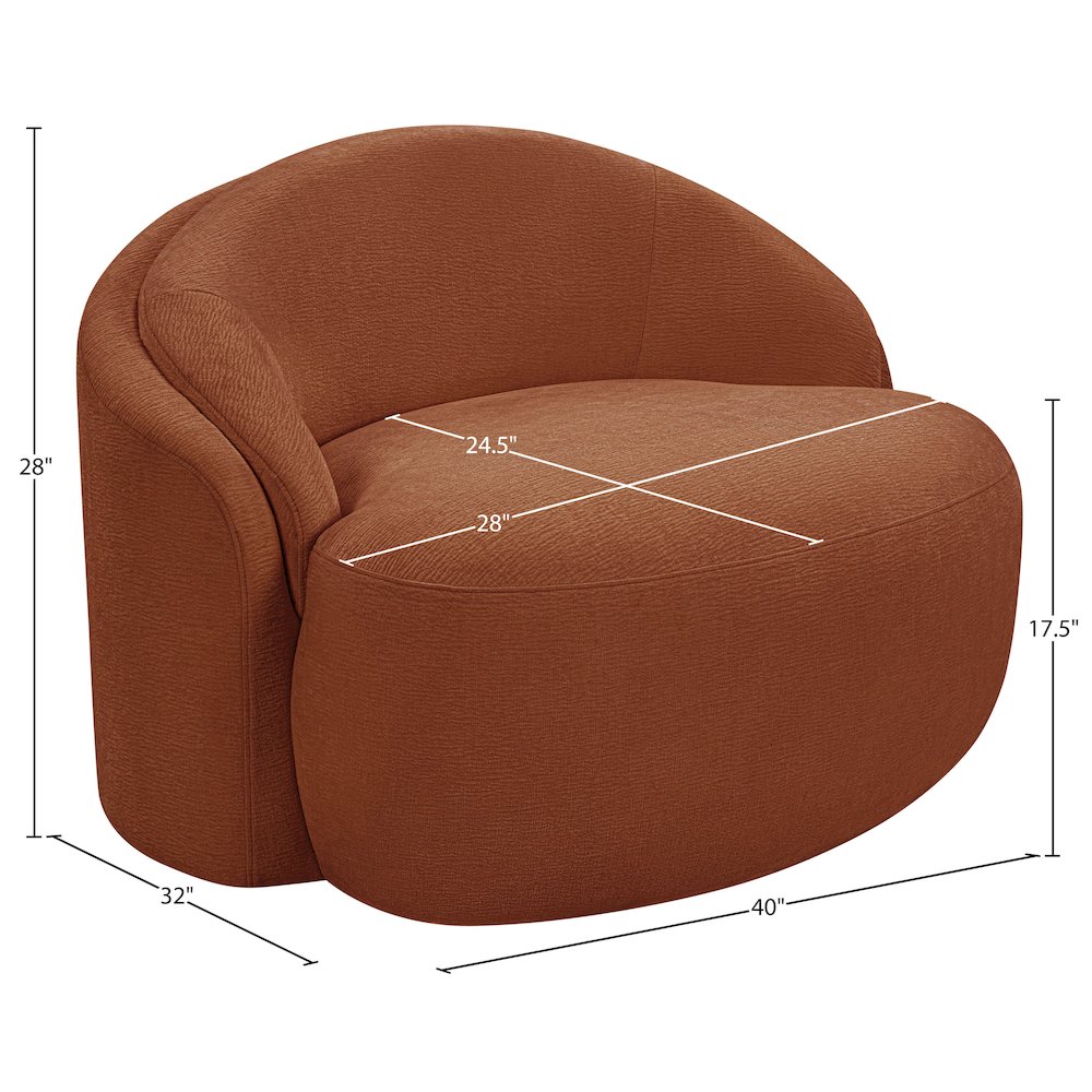 Caspian Cognac Chenille Fabric Upholstered Chair. Picture 14