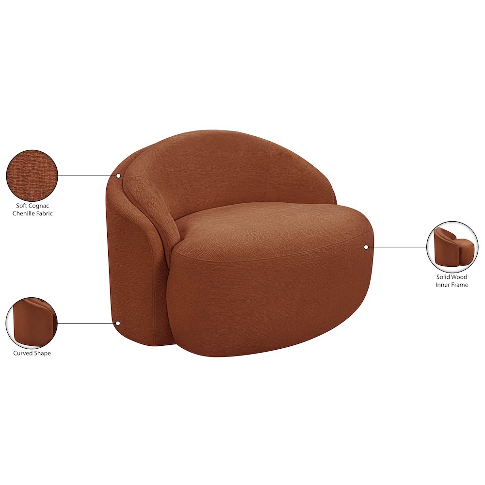 Caspian Cognac Chenille Fabric Upholstered Chair. Picture 15