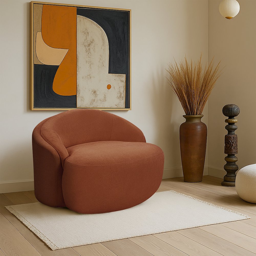 Caspian Cognac Chenille Fabric Upholstered Chair. Picture 2