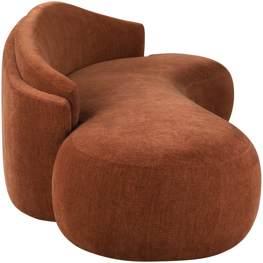 Caspian 101" Cognac Chenille Fabric Upholstered Sofa. Picture 3
