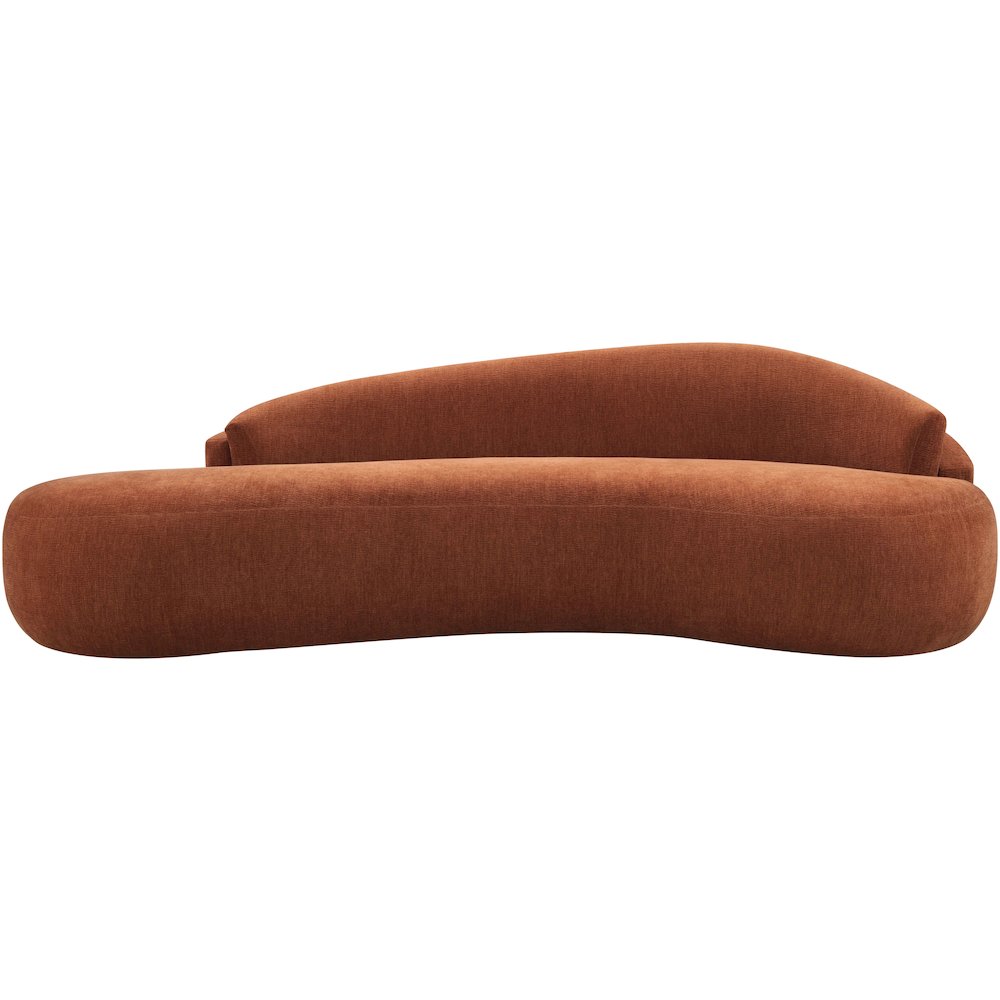 Caspian 101" Cognac Chenille Fabric Upholstered Sofa. Picture 5