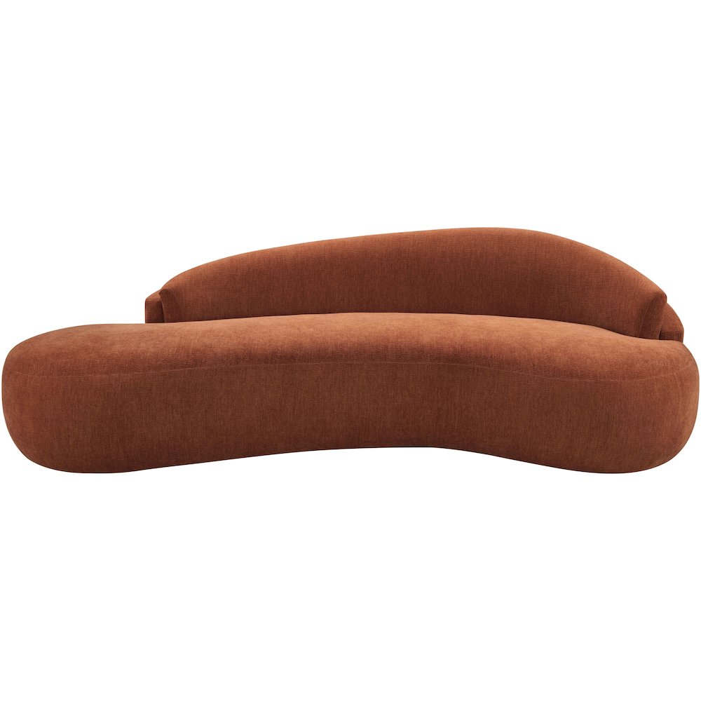 Caspian 101" Cognac Chenille Fabric Upholstered Sofa. Picture 6