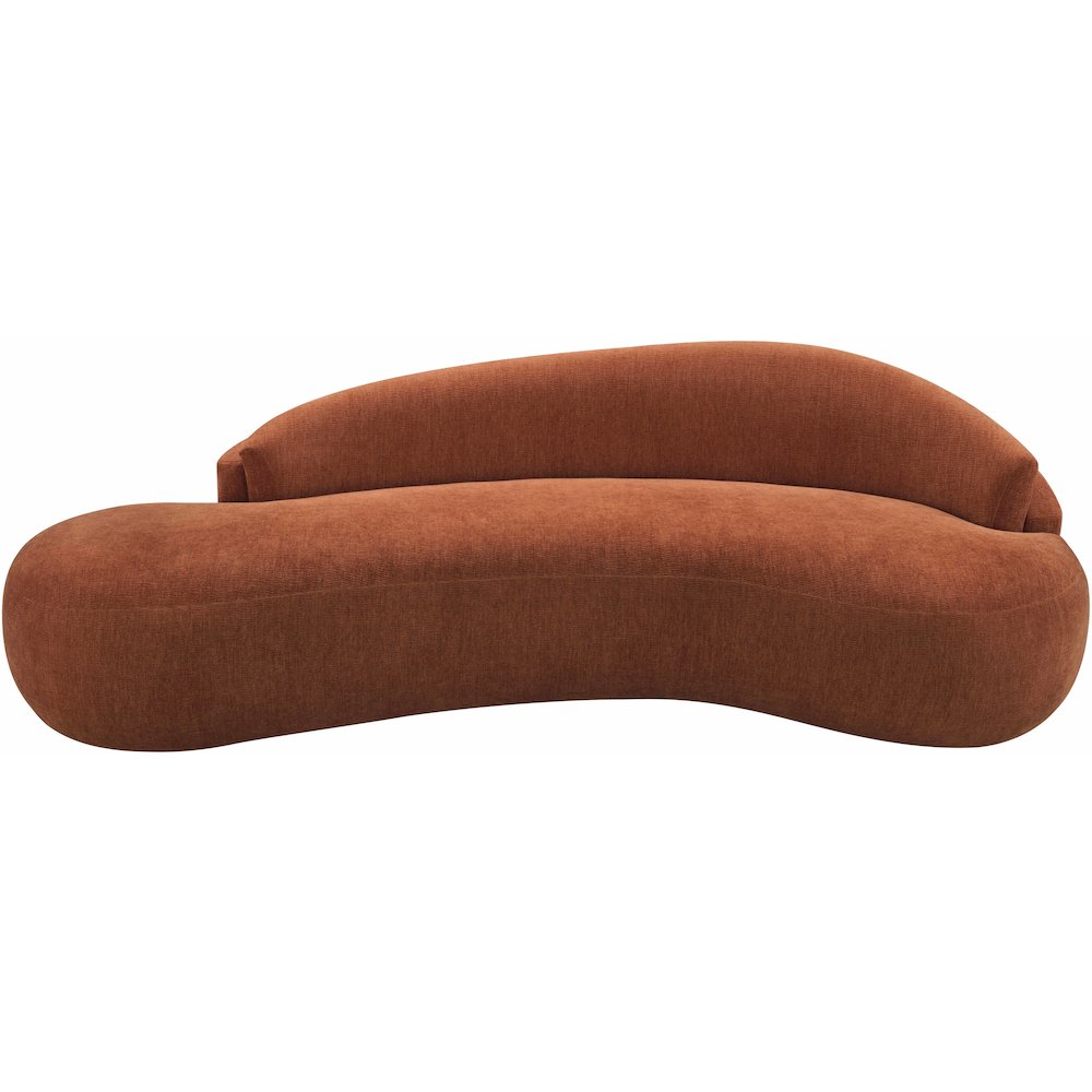 Caspian 101" Cognac Chenille Fabric Upholstered Sofa. Picture 7