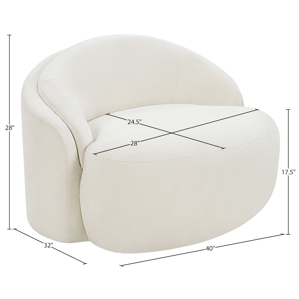 Caspian Cream Chenille Fabric Upholstered Chair. Picture 14
