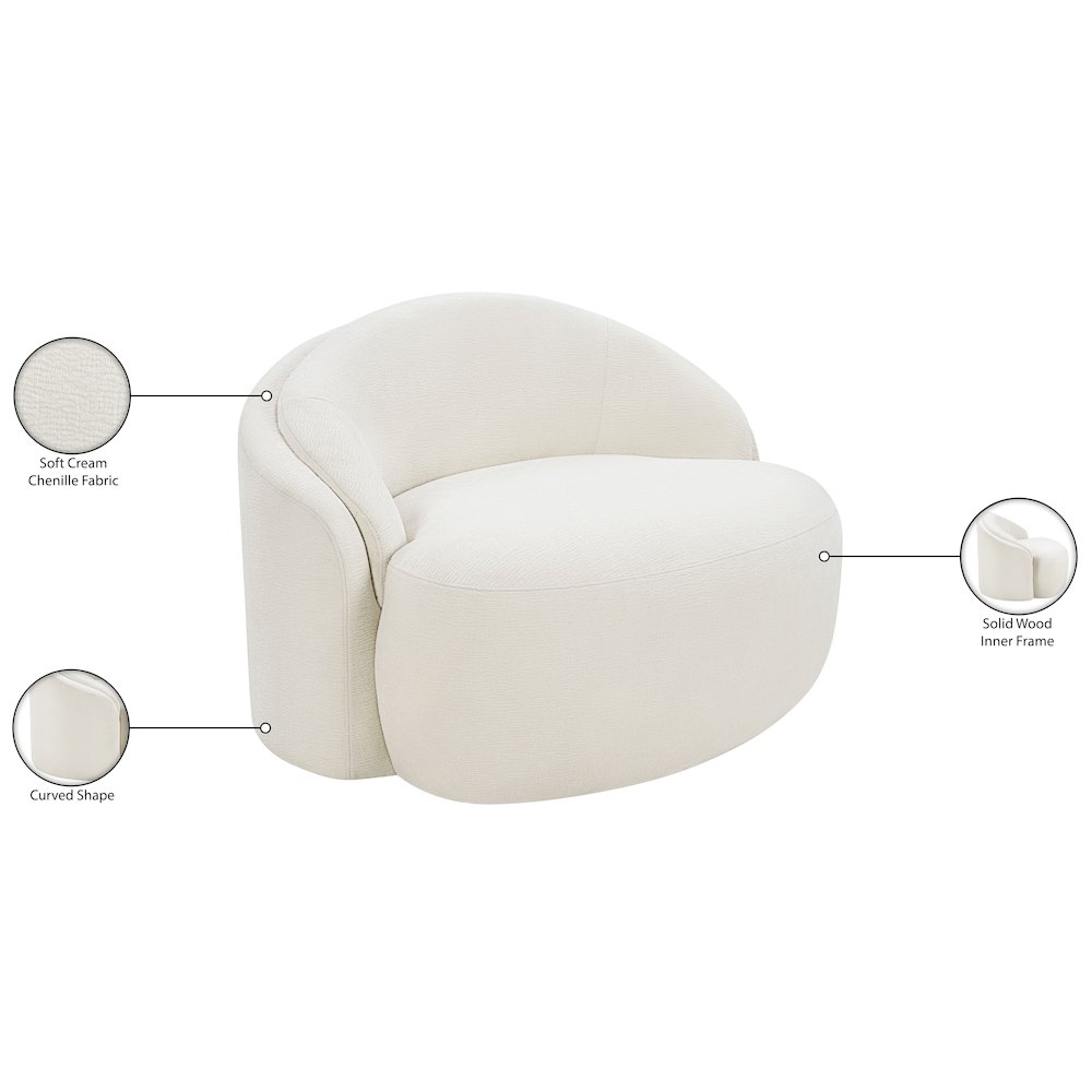 Caspian Cream Chenille Fabric Upholstered Chair. Picture 15