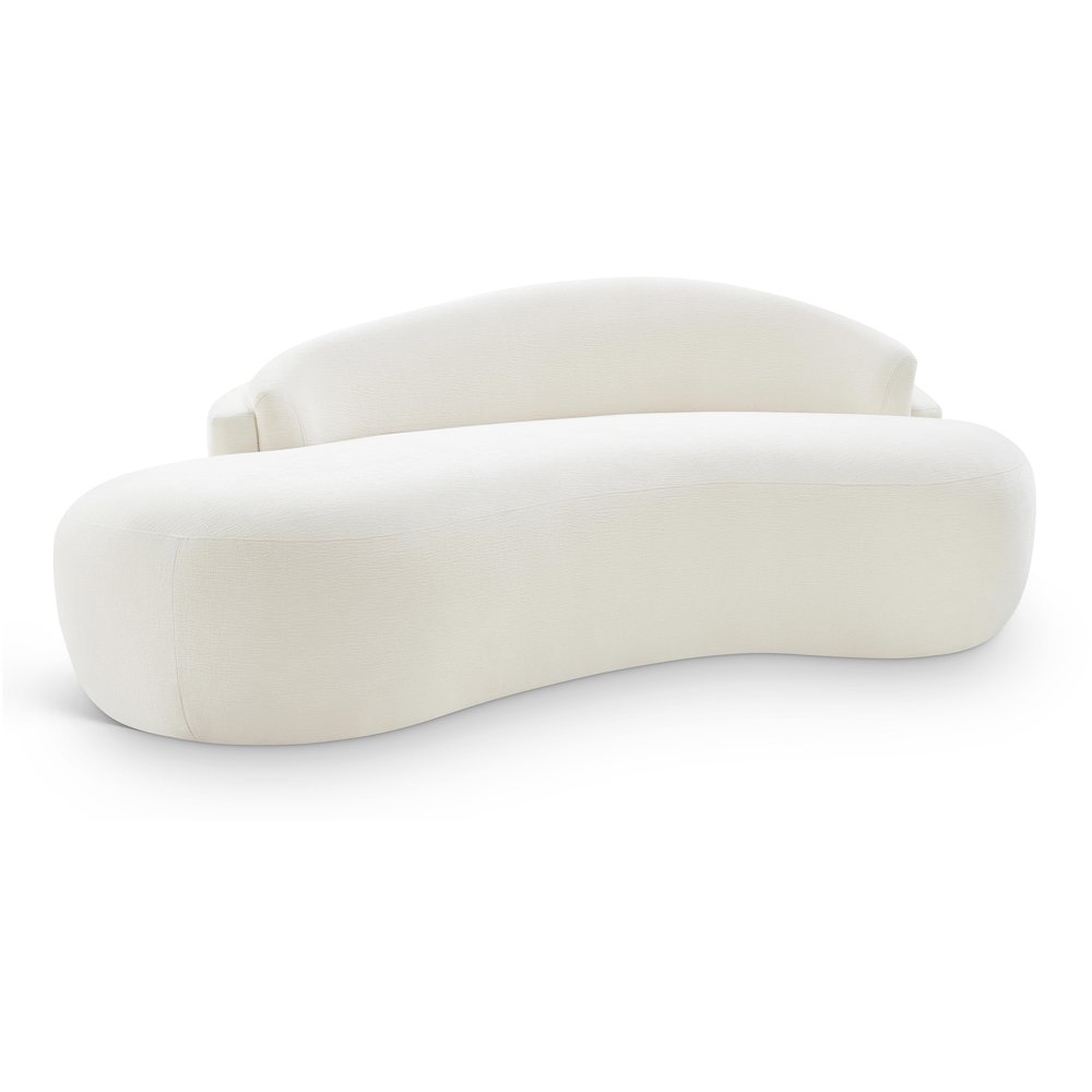 Caspian 79" Cream Chenille Fabric Upholstered Loveseat. Picture 1