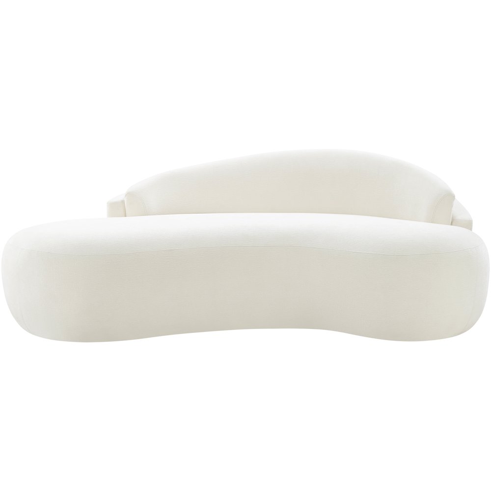 Caspian 79" Cream Chenille Fabric Upholstered Loveseat. Picture 3
