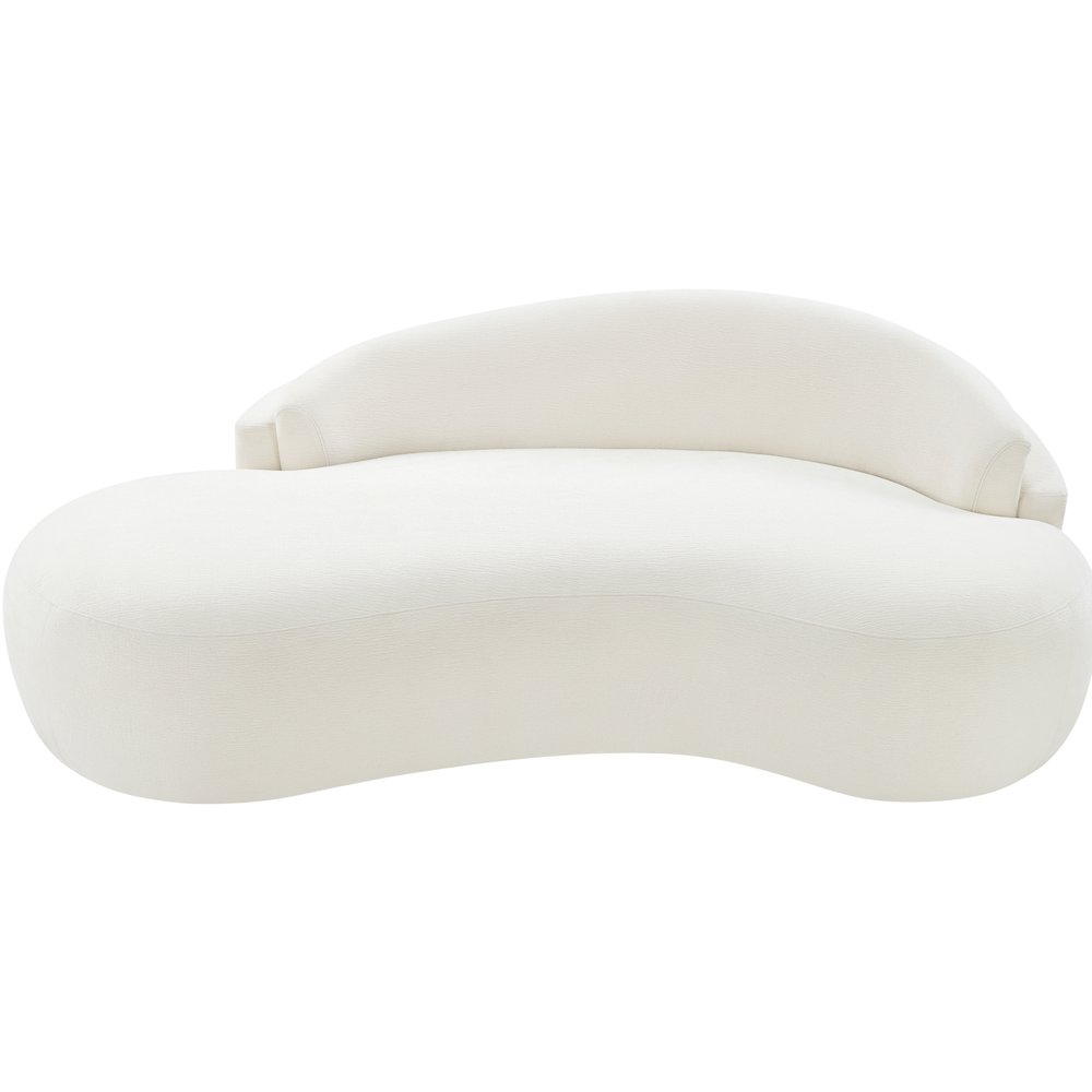 Caspian 79" Cream Chenille Fabric Upholstered Loveseat. Picture 7