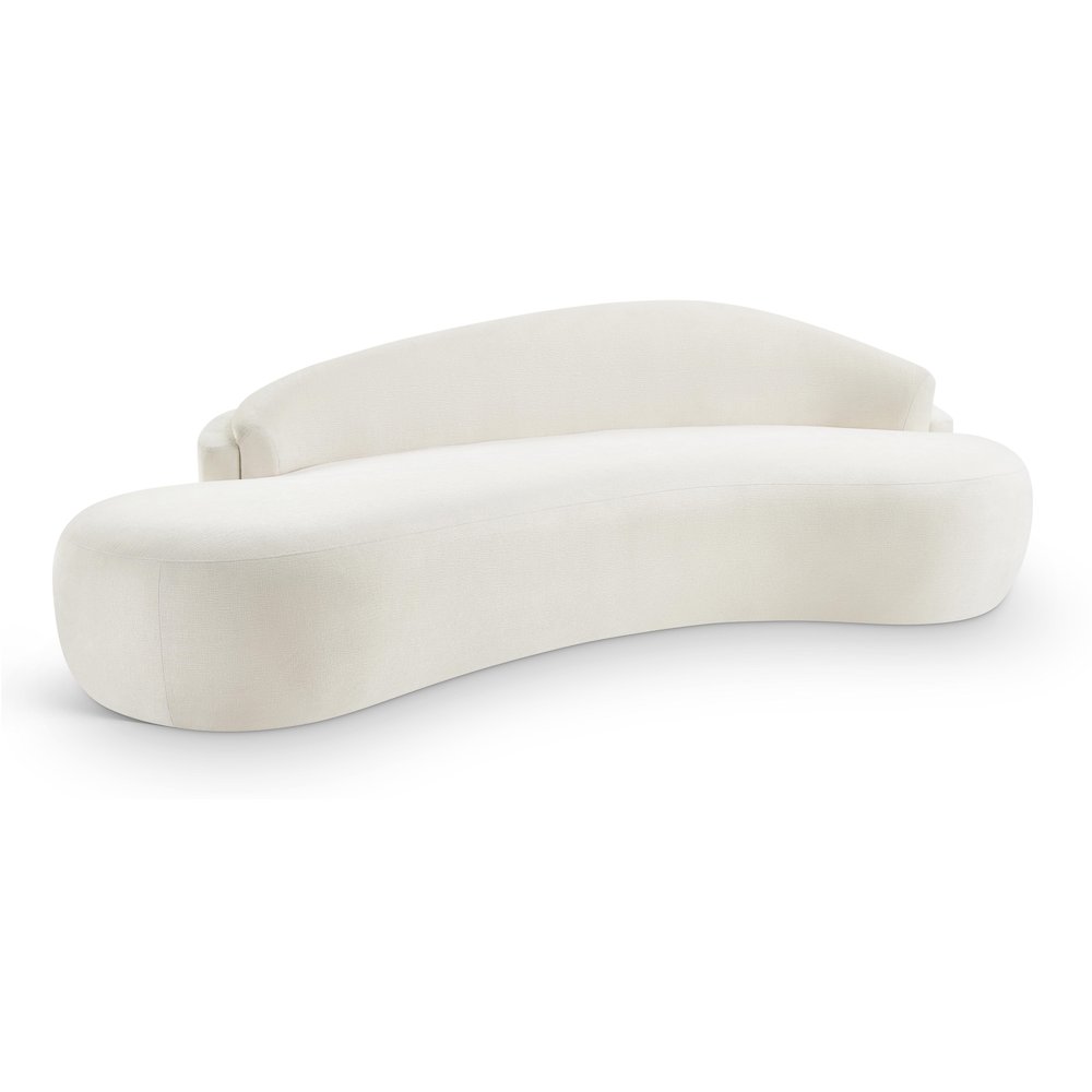 Caspian 101" Cream Chenille Fabric Upholstered Sofa. Picture 1