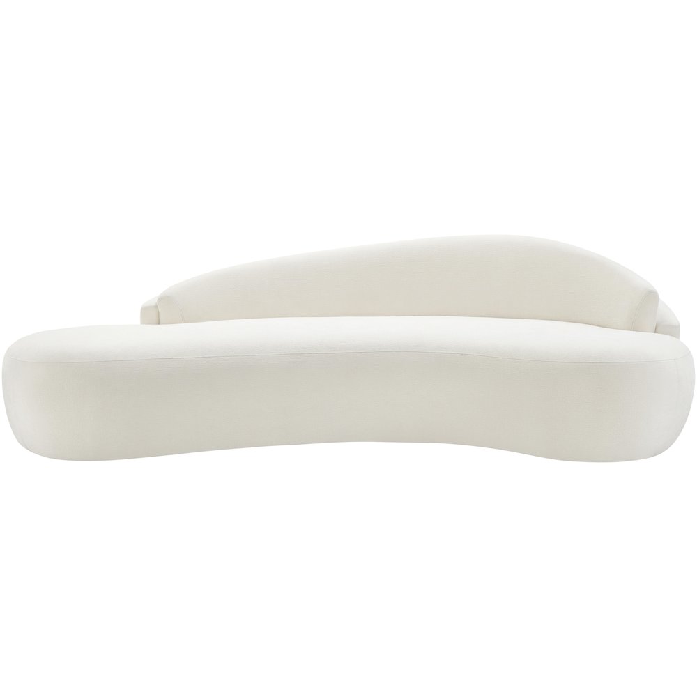 Caspian 101" Cream Chenille Fabric Upholstered Sofa. Picture 6