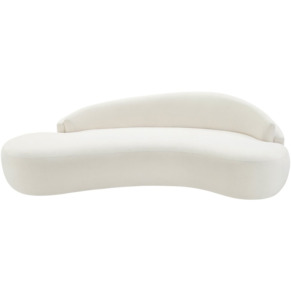 Caspian 101" Cream Chenille Fabric Upholstered Sofa. Picture 7
