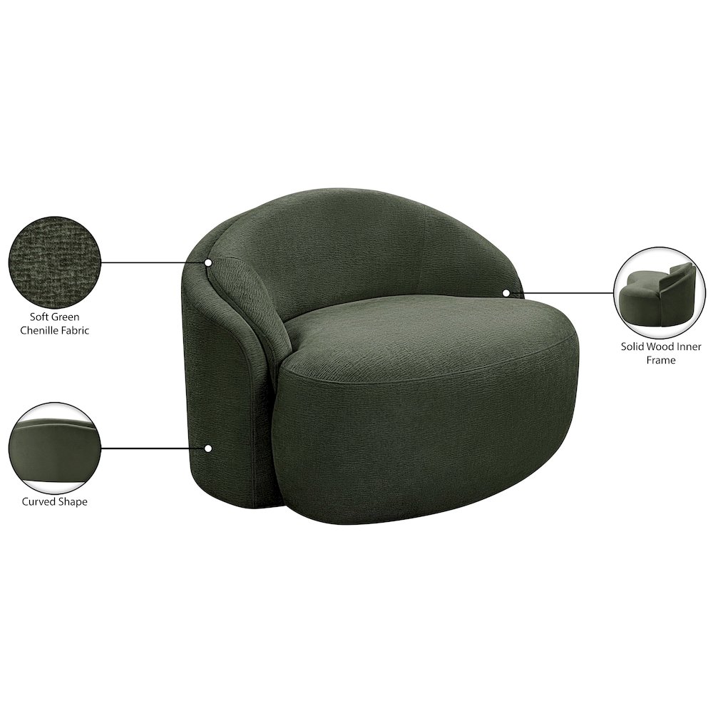 Caspian Green Chenille Fabric Upholstered Chair. Picture 15