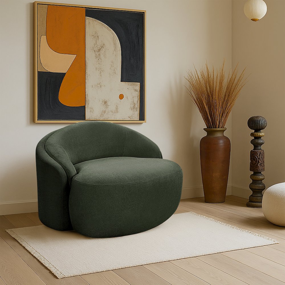Caspian Green Chenille Fabric Upholstered Chair. Picture 2