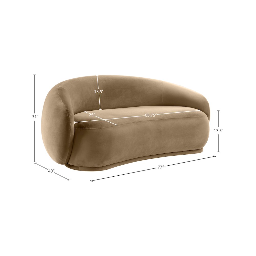 Emery Beige Velvet Loveseat. Picture 7