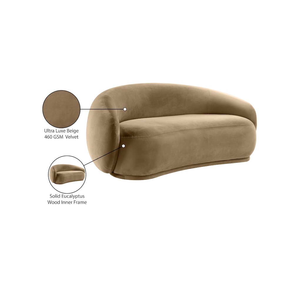 Emery Beige Velvet Loveseat. Picture 8