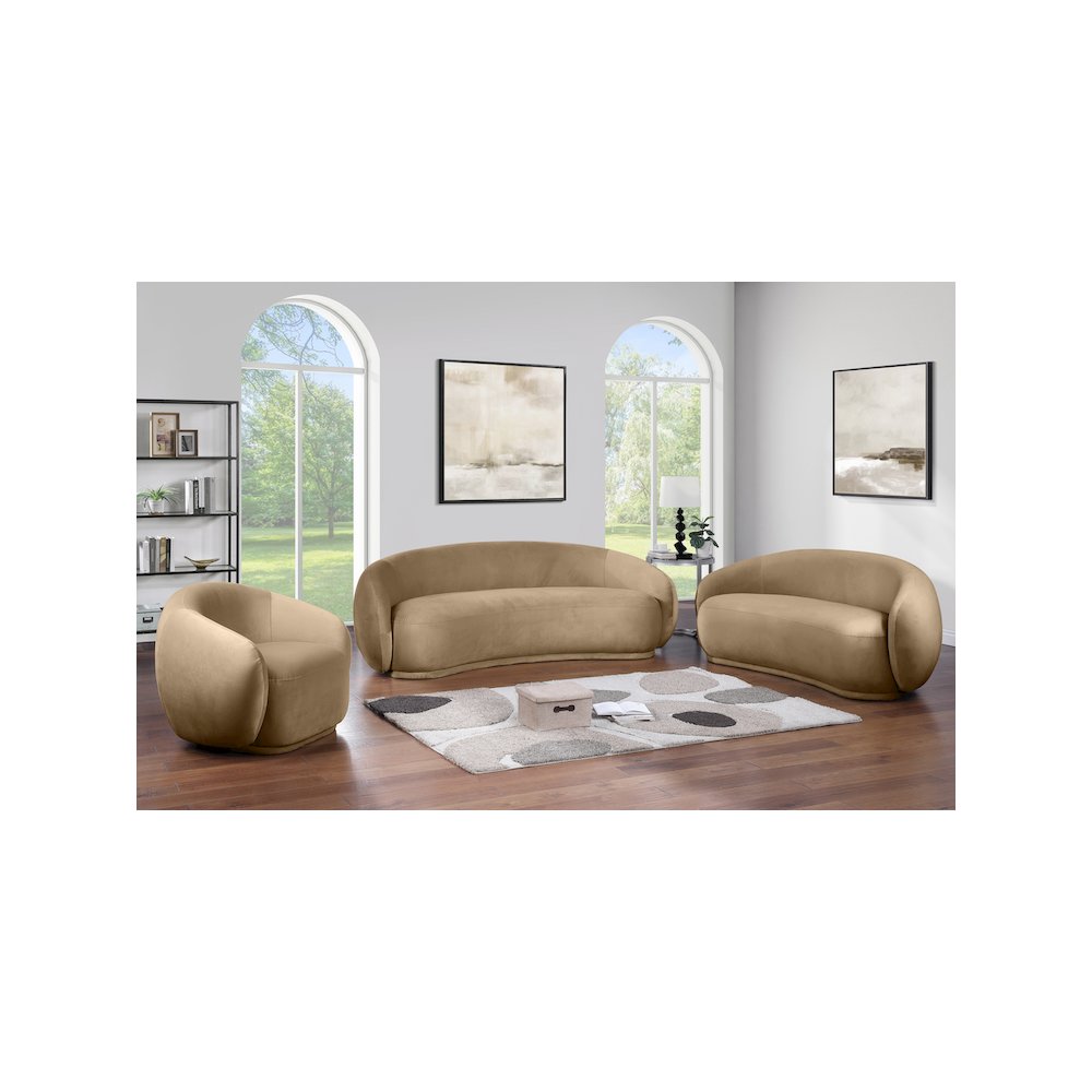 Emery Beige Velvet Loveseat. Picture 6