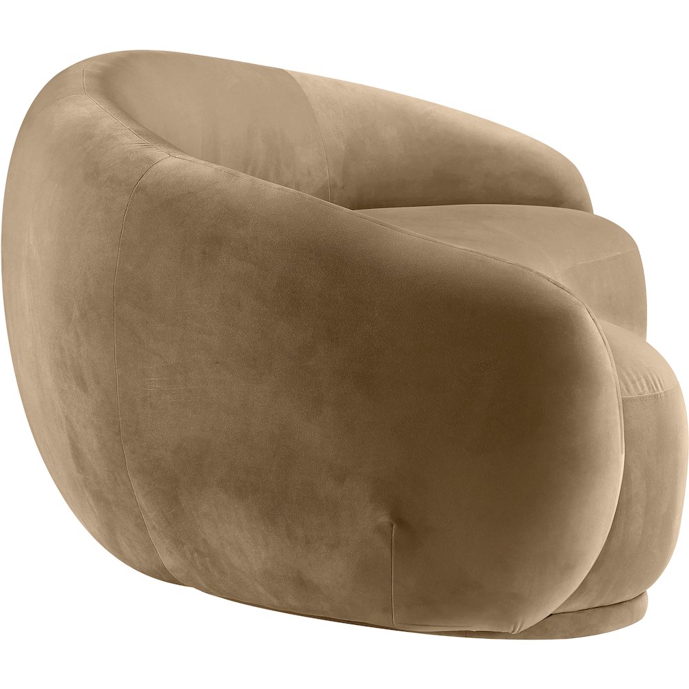 Emery 93" Beige Velvet Upholstered Sofa. Picture 3